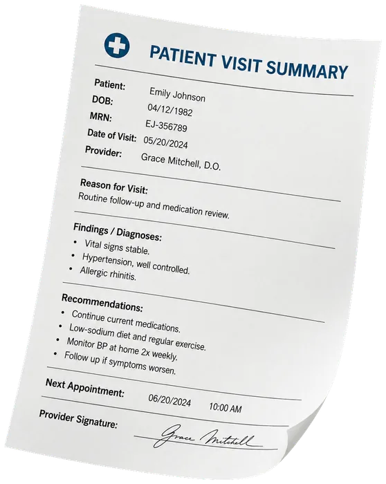 Patient visit summary