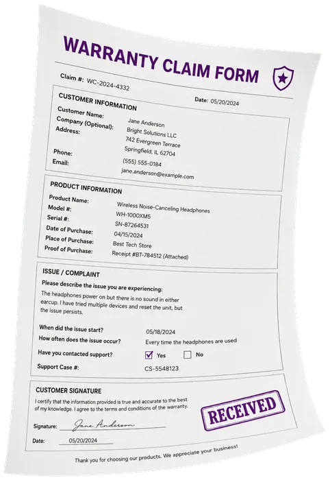 Warranty claim